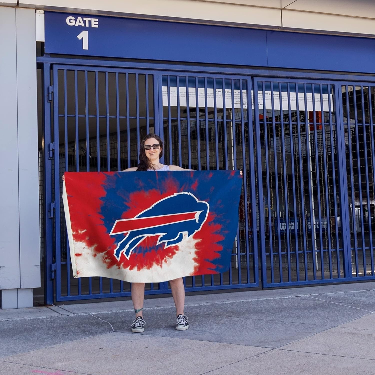 Rico Industries NFL Buffalo Bills Tie-Dye 3' x 5' Banner Flag 3' x 5' Banner Flag Single Sided - Indoor or Outdoor - Home Décor, White