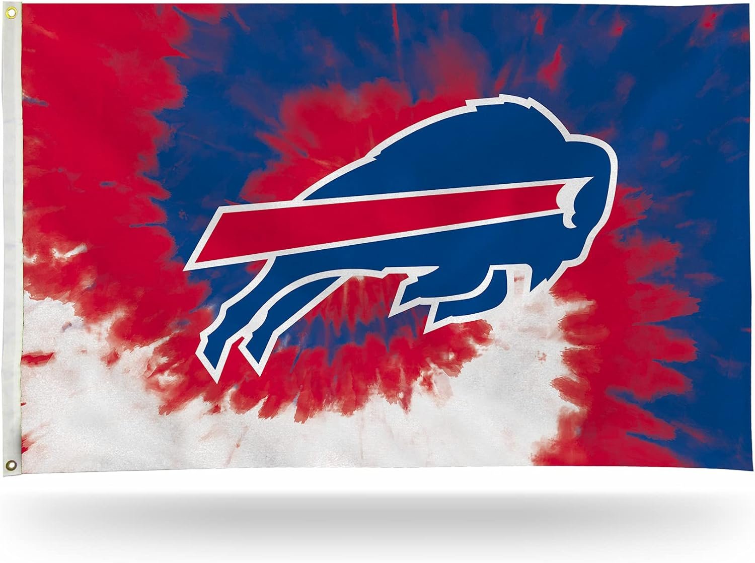 Rico Industries NFL Buffalo Bills Tie-Dye 3' x 5' Banner Flag 3' x 5' Banner Flag Single Sided - Indoor or Outdoor - Home Décor, White