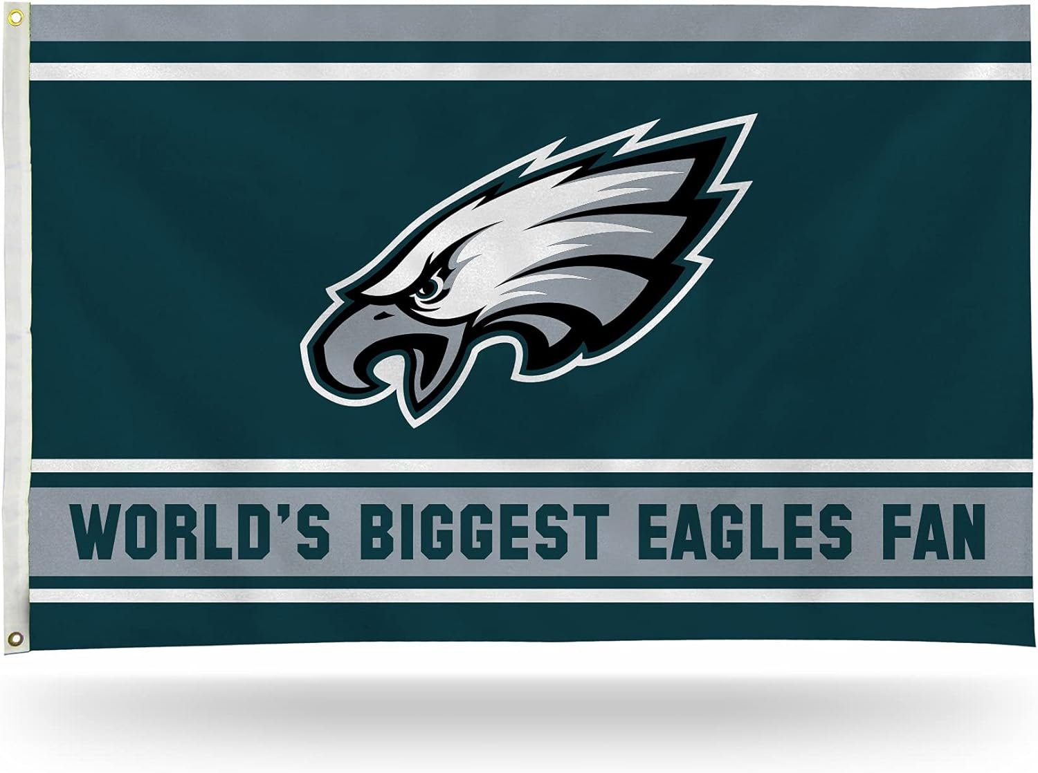 Philadelphia Eagles 3x5 Feet Flag Banner, World's Biggest Fan, Metal Grommets, Single Sided, Indoor or Outdoor Use