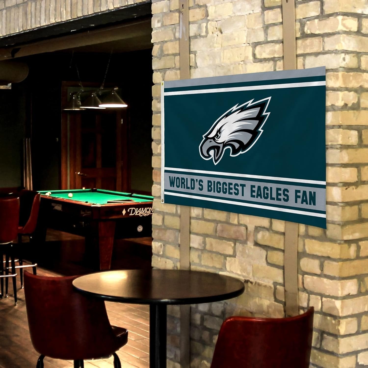 Philadelphia Eagles 3x5 Feet Flag Banner, World's Biggest Fan, Metal Grommets, Single Sided, Indoor or Outdoor Use